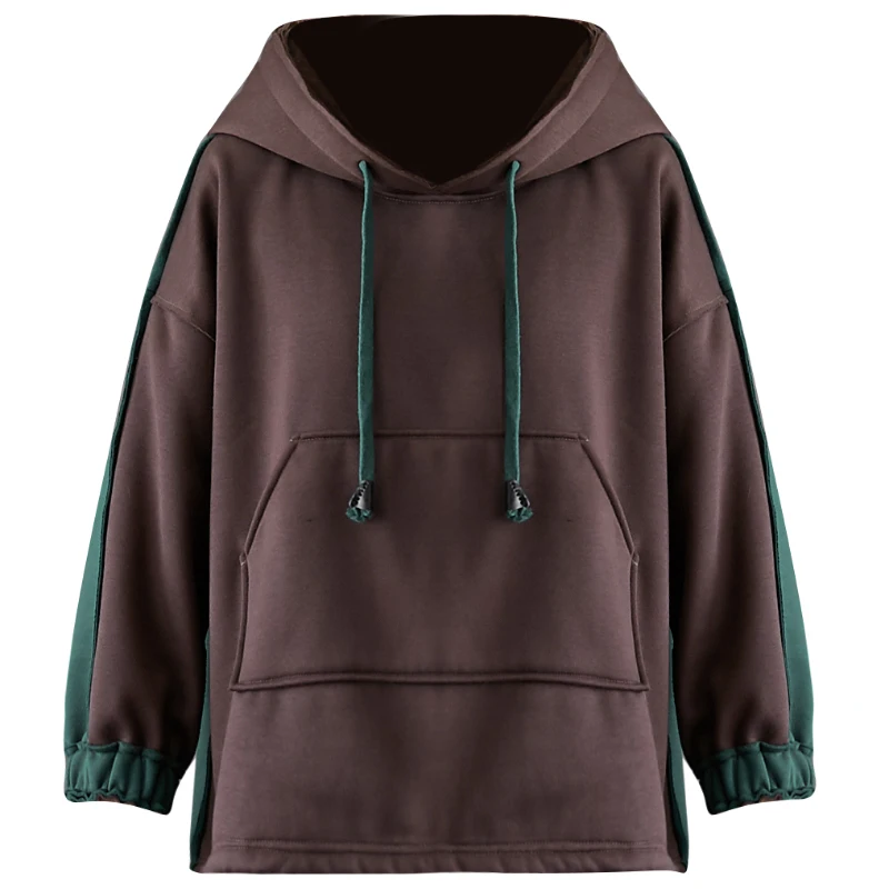 New Plus Size Autumn Winter Women Hoodies Fashion Vestidos Casual Loose Patchwork Hooded Sweatshirt For Women Larger Hoodies