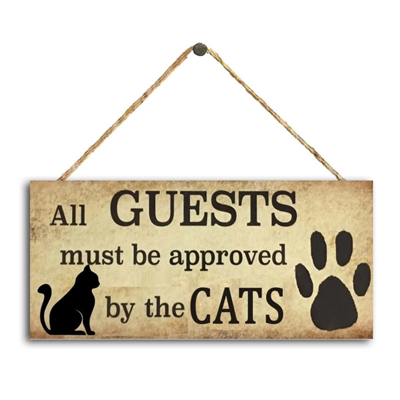 Wooden Hanging Signs Animal Sign Cat House Doorplate Plaques Wall
