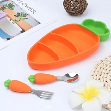 

3 Pcs Silicone Plate Spoon Fork Sets Baby Feedings Silicone Bowl Tableware