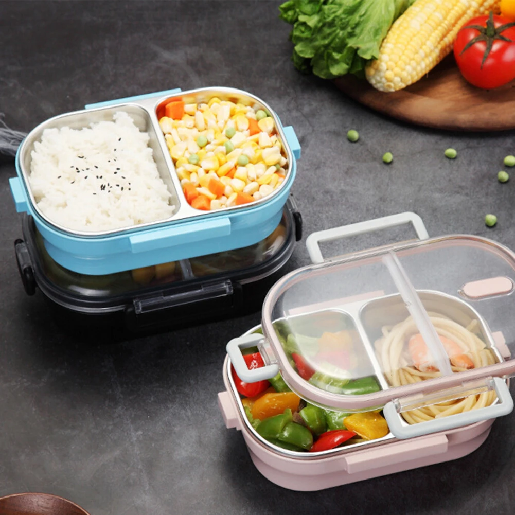 2 сетки портативный из нержавеющей стали Ланч-бокс Bento герметичный офисный пищевой контейнер