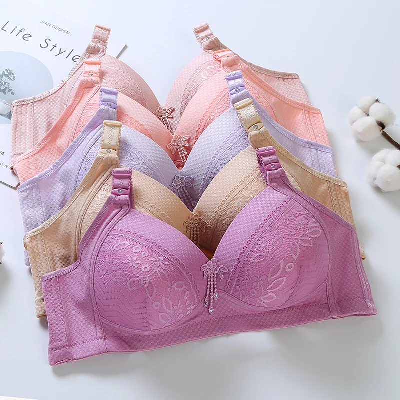 

New Fashion Women's Bra Non-Magnetic plus Size Wireless Padded Gather Sexy Lace Comfortable Women's Underwear