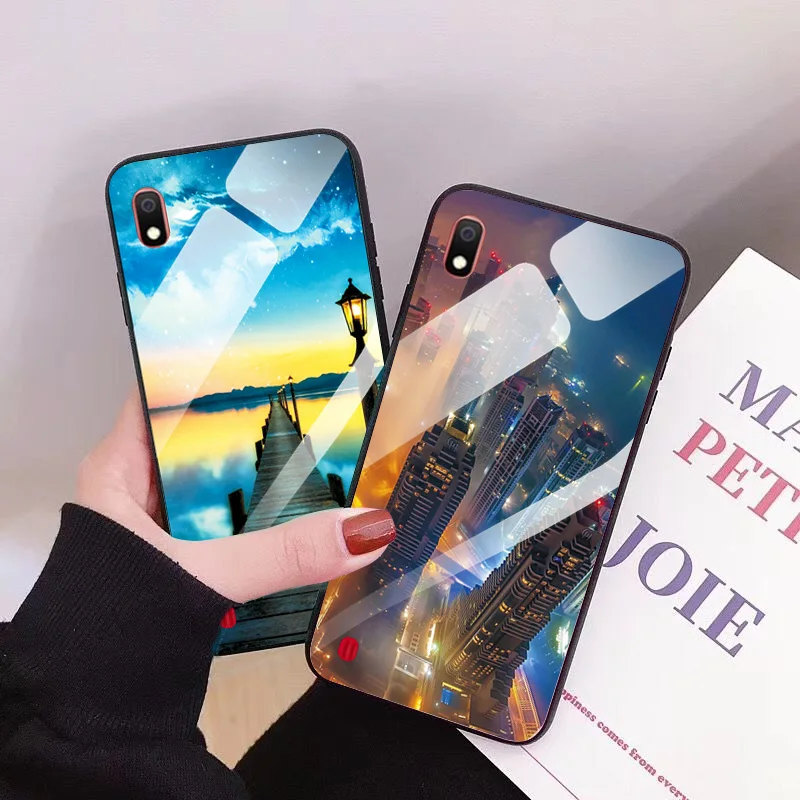 Tempered Glass Phone Case For Samsung A10 A30 A40 A405F Cover A50 A70 A705 Cool Lion Soft Edge Bags M20 |