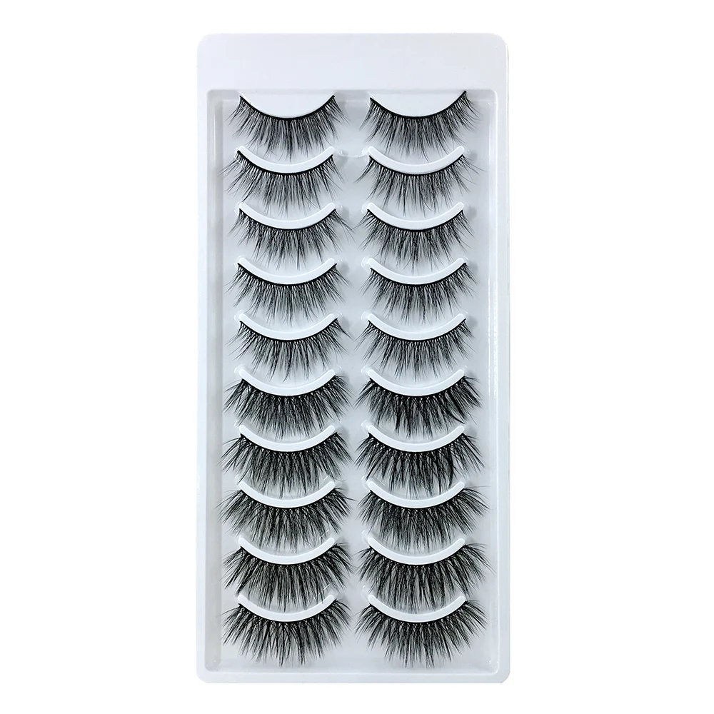 SD08 LADYLUNA 1/10Pair Handmade Mixed Wispy Fluffy Natural Thick Long 5D Mink Real Hair False Eyelashes Extension Beauty Makeup Kit - Цвет: SD08