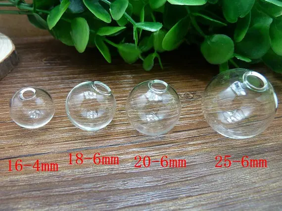 120pcs 14mm- 18mm Mini Empty Glass Ball Bottles Pendant Charms Vials Wish Bottles no caps Clear globe bubble crystal Glass Ball