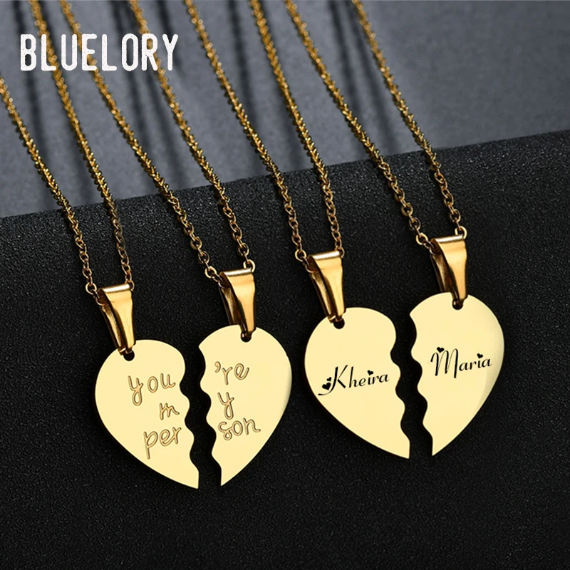 

Bluelory 1 Pair Custom Heart Name Couple Necklace Stainless Steel You're My Person Personalized Necklaces For Women Men Lovers