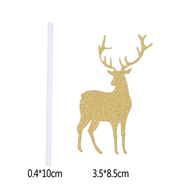 10 шт. Новые Креативные Рога лося Топпер Рождественский торт топперы Декор мультфильм животное Рождественская Домашняя вечеринка стол День рождения украшение «Олень»