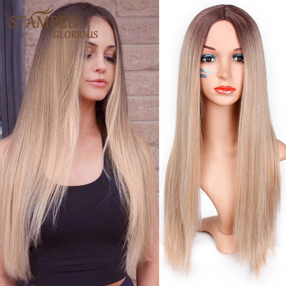Vigorous-Long-Straight-Brown-and-Blonde-Mixed-Middle-Part-Nature-Wigs-Synthetic-Wig-for-White-Black