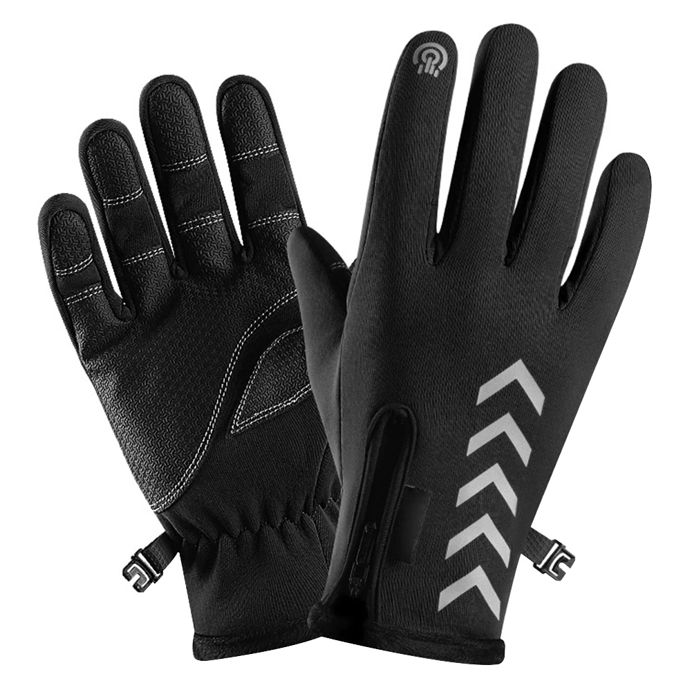 1Pair Anti Slip Keep Warm Solid Windproof Winter Full Finger Cycling Gloves Gift Fashion Bicycle Protection Outdoor Waterproof