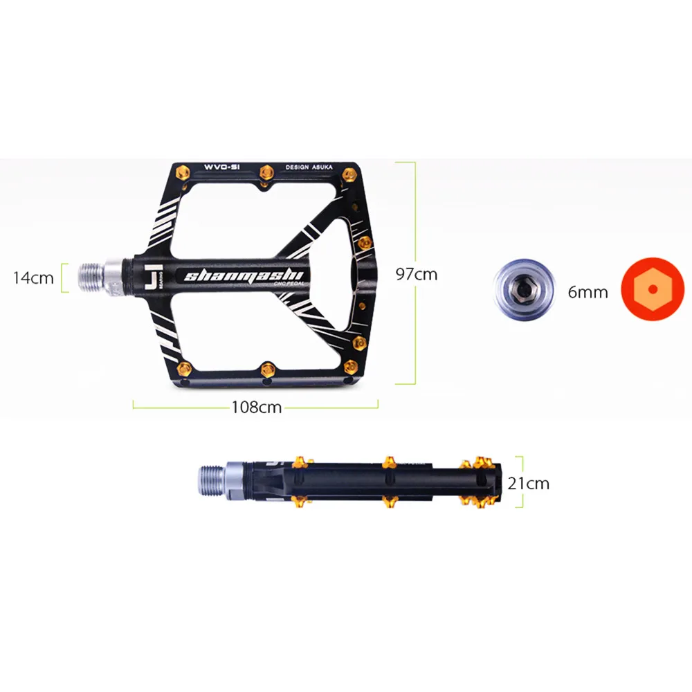 Shanmashi S1 Pedale Della Bicicletta Anti Slip CNC In Lega di Alluminio MTB Mountain Bike Pedale Sigillata Recante Pedali Accessori Per il Ciclismo