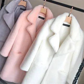 Bella Philosophy Women Mink Faux Fur Coat Solid Female Turn Down Collar Winter Warm Fake Fur Lady Coat Casual Jacket 1