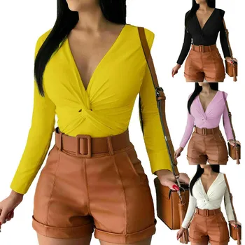 

Autumn Women T Shirt Long Sleeve Casual Tee Shirt Femme Female Slim Sexy Tops Plus Size Fashion Clothes Yellow White Black Pink