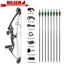 

Archery Compound Bow Set 35-50lbs Adjustable Hunting Bow 8pcs spine 500 Carbon Arrows Bow Sight Stabilizer Hunting Accessories