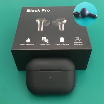 

Black pro wireless bluetooth earphones with QI charging Pressure sensor earbuds Rename and GPS function PK i500 i400 i90000 pro