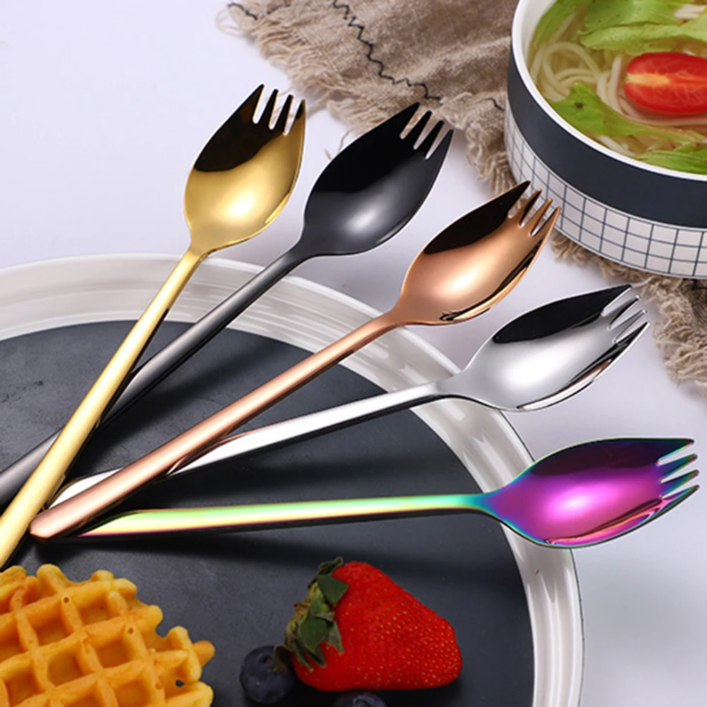 Горячая 2 в 1 Многофункциональный Spork Ложка Вилка лапша фруктовый салат кухня ресторан инструмент