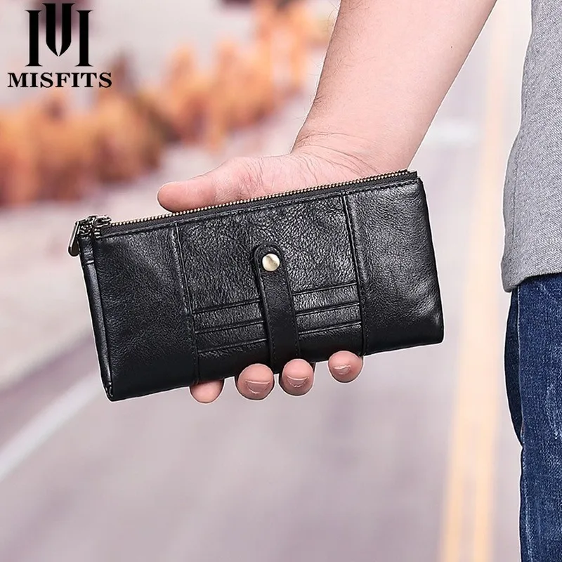 new-leather-men's-long-wallet-fashion-casual-clutch-large-capacity-retro-card-holder-genuine-leather