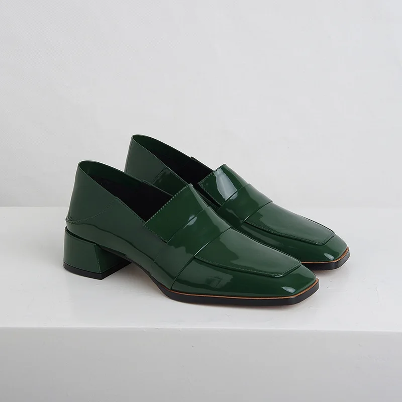 

England Wind Small 2020 Genuine Leather Square Coarse With Solid Color Correct Dress Occupation Skate Shoes Woman