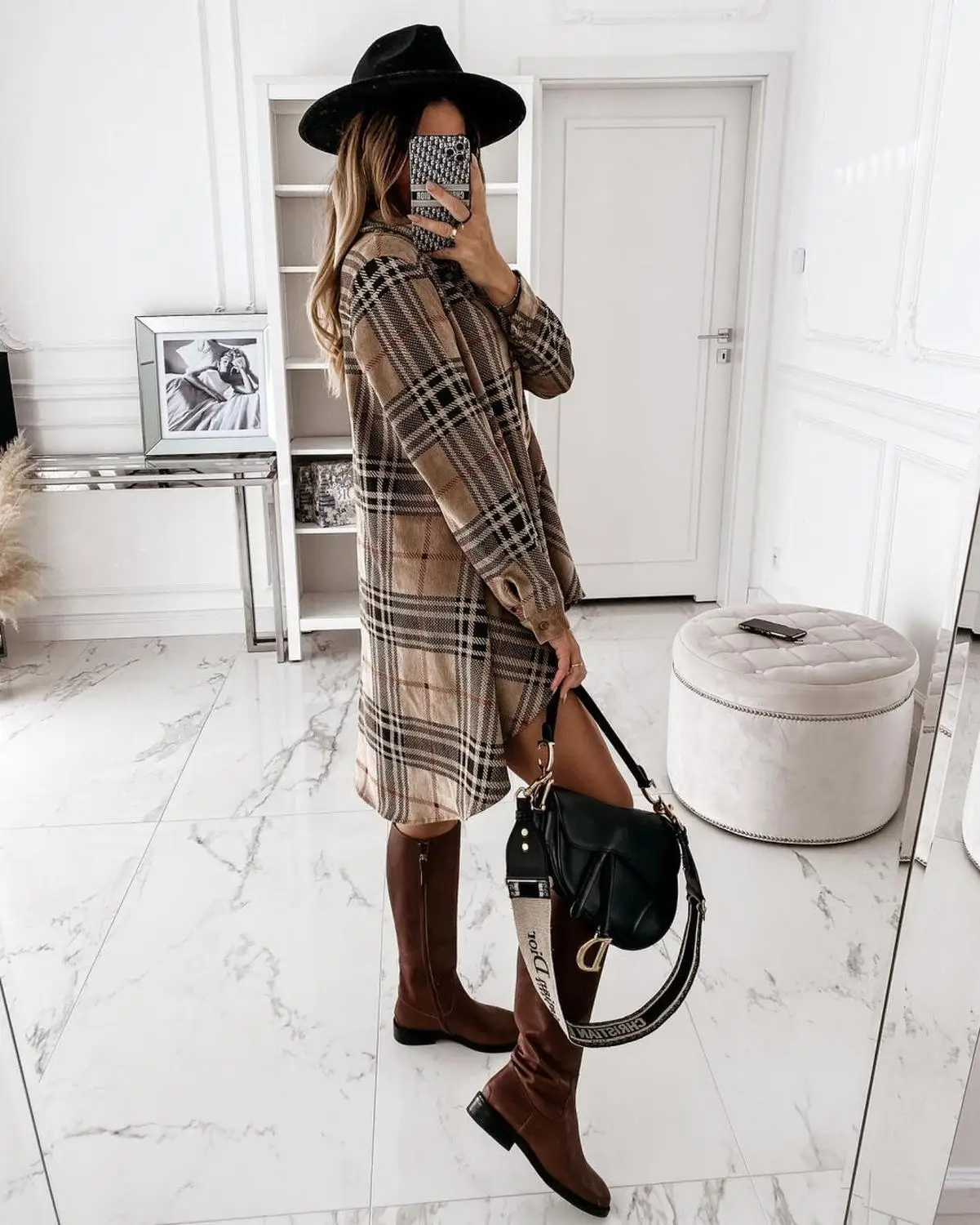 Elegant Turn-down Collar Button Shirt Dress Women 2021 Spring Plaid Print Irregular Party Dress Autumn Long Sleeve Mini Dresses
