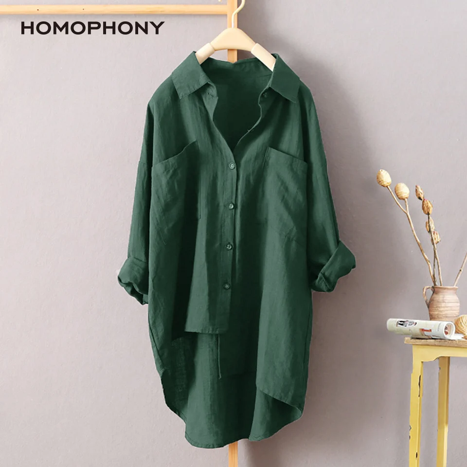 Homophony Leisure Blouse Big pocket Solid Casual Loose Women Tops Turn-down Collar Long Sleeve Street Style Solid Blouse Homophony Leisure Blouse Big pocket Solid Casual Loose Women Tops Turn-down Collar Long Sleeve Street Style Solid Blouse