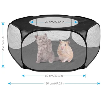 

Small Animals Cage Tent with Top Cover Breathable Foldable Playpen Exercise Fence for Outdoor/Indoor HG99