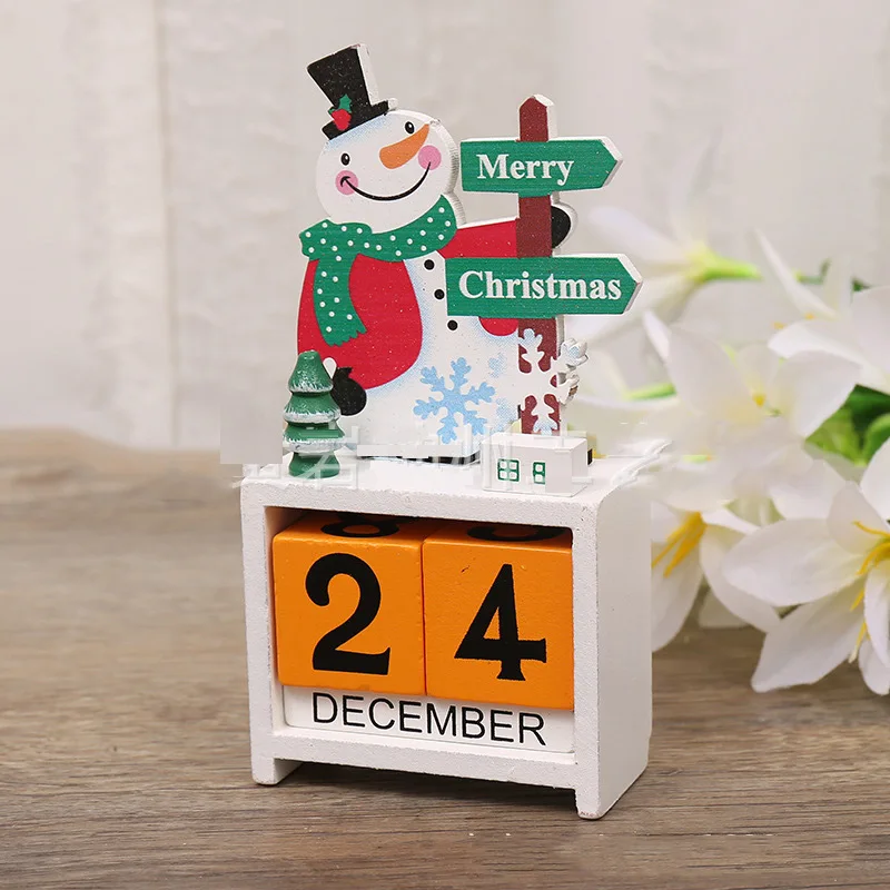 Деревянный блок Advent Настольный календарь креативный подарок Новогодний Обои для рабочего стола Рождественский вечный календарь домашний декор Merry X - Цвет: White