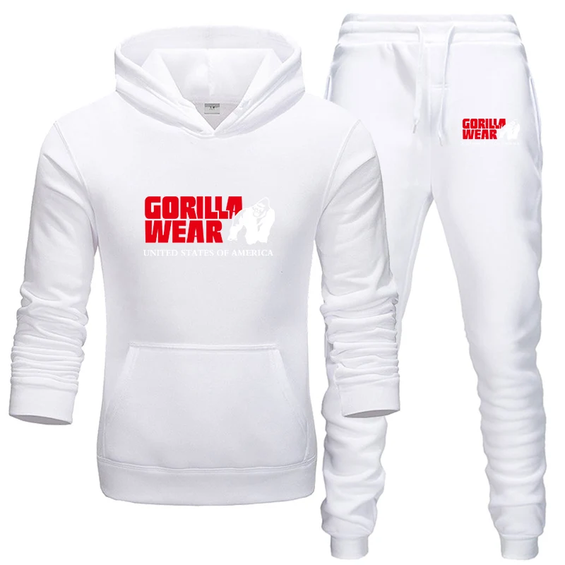 2 Спортивный костюм; модная спортивная одежда GORILLA; комплект из двух предметов; хлопковая флисовая толстовка с капюшоном+ брюки; спортивный костюм - Цвет: 2