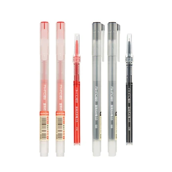 

12PC Straight Liquid Gel Pen Black&Red Refillable Water Based Pen Signature Pen Rollerball Pen New 0.5mm full needle Refill