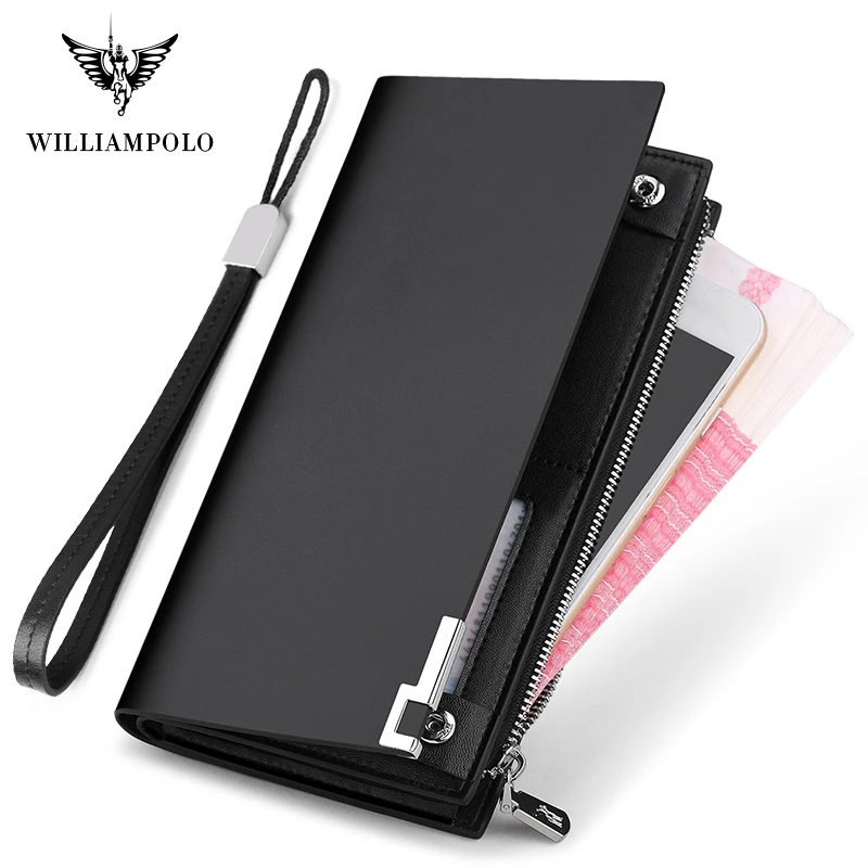 Мужской кошелек WILLIAMPOLO PL209 из натуральной кожи модный дизайнерский длинный