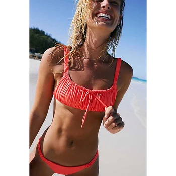 

2020 Sexy Bikini Set Push Up bandeau Swimwear Straps Women Brazilian Swimsuit Low Waist Biquini Halter Two Pieces Bathing Suit