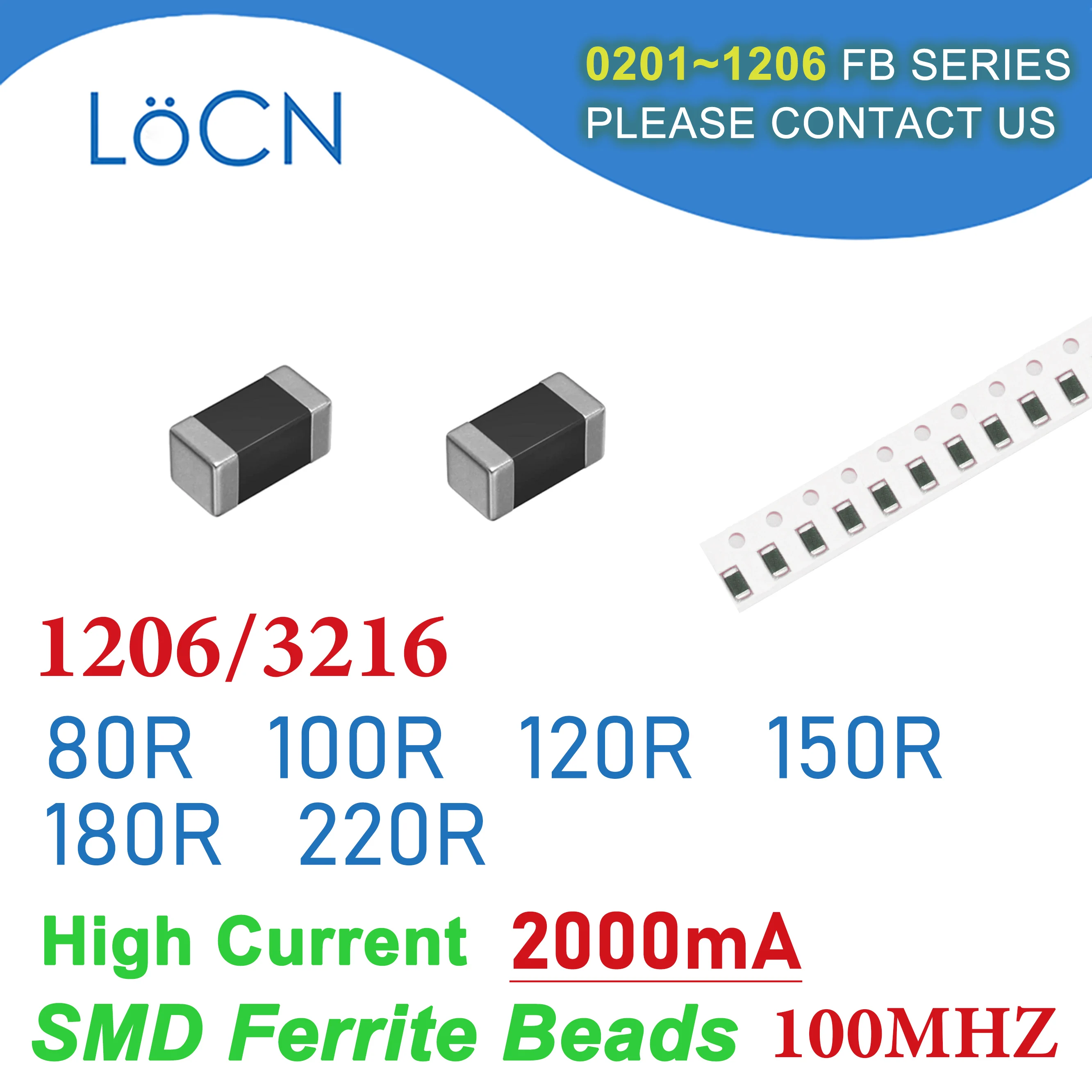 

4000PCS 1206/3216 100MHZ 2A SMD Ferrite Beads 80R 100R 120R 150R 180R 220R 2000mA Chip Inductor Multilayer 25% High Quality