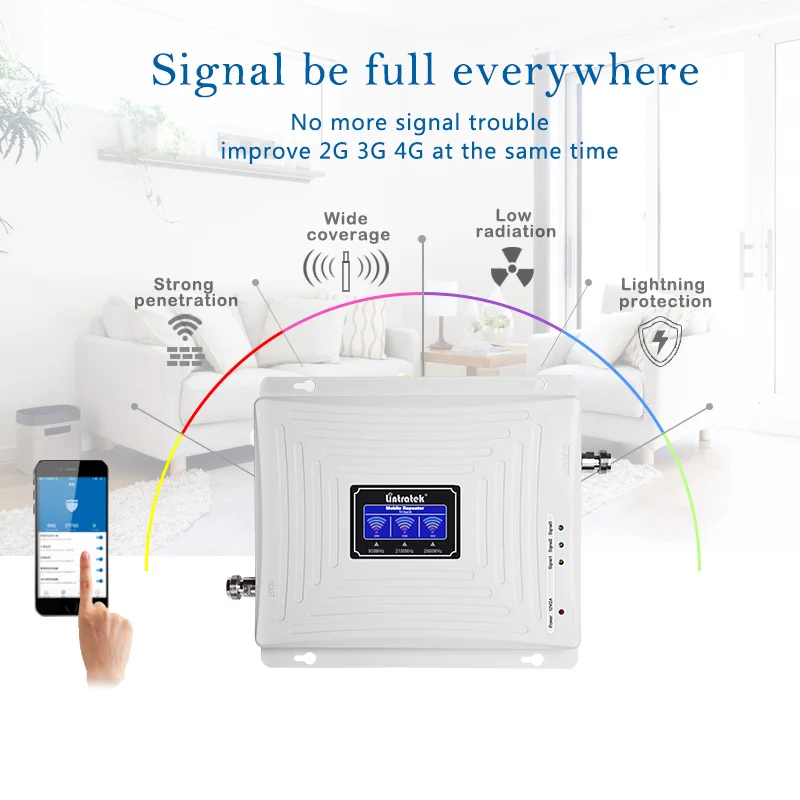 Lintratek усилитель сотовой связи трехдиапазонный 2 г/3g/4G мобильный сигнала GSM 900 DCS/LTE