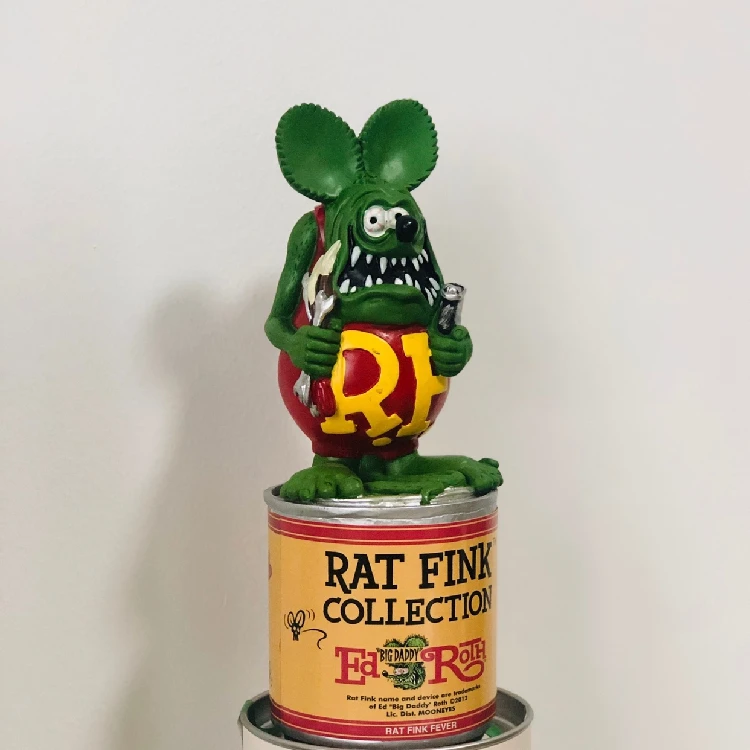 Home Garden Vintage Rat Fink RF Can Pins Figure Aesthetic Home Room Decor Halloween Christmas Desk Decoration Accessories