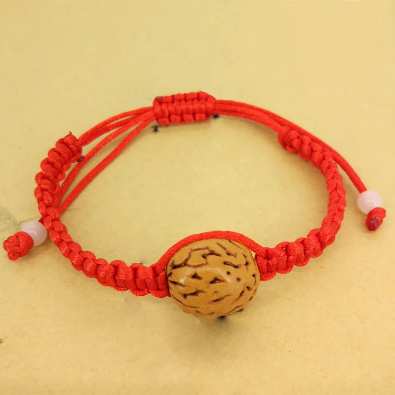 Плетеная веревка ручной работы красный шнур браслет двойные деревянные рыбы