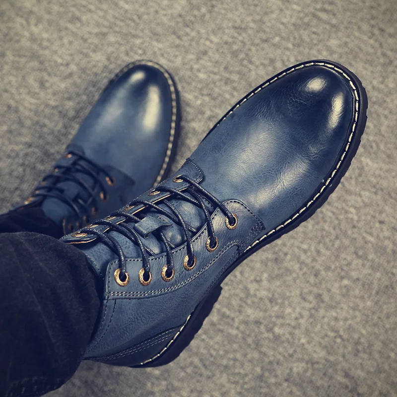 

Large Size Shoes 2018 Winter Men Casual Martin Boots plus Velvet Mid-top Boots Warm MEN'S SHOES Fashion