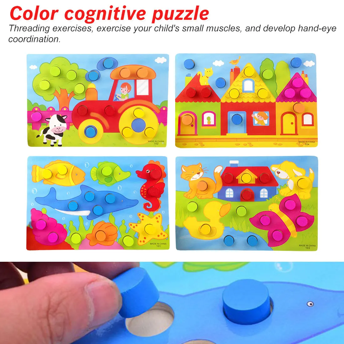 

Wooden 3D Puzzle Jigsaw Toys Cartoon Things Color Cognition Board Games Educational Toys For Children Wood Puzzles Baby Toy Gift
