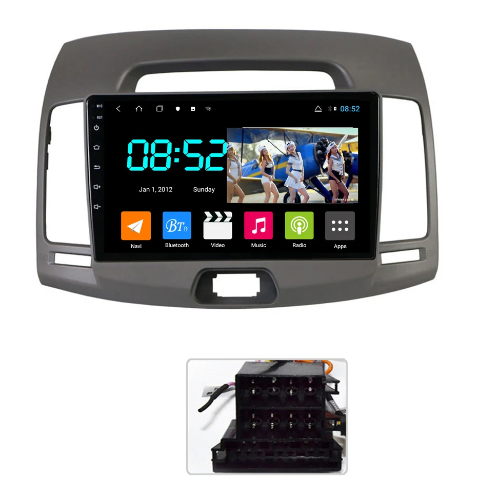 Android 8,1 автомобильный DVD 1din мультимедиа Navi система для hyundai Elantra 2007-2011 Автомобильный gps навигатор головное устройство BT SWC wifi - Цвет: 8 Cores Black Plug