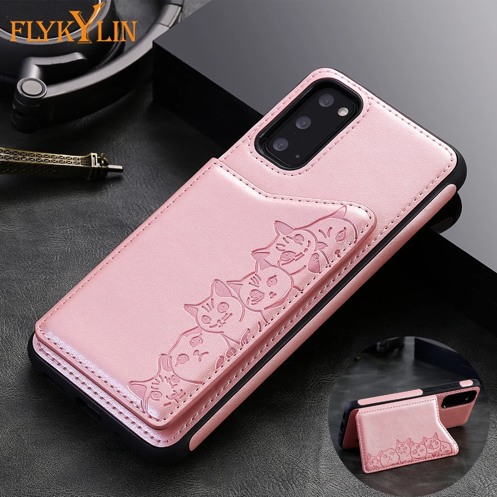 Кожаный чехол с мультяшными котятами для A50 A50S A30S Note 8 9 10 Plus флип-кошелек Samsung S8 S9 S10