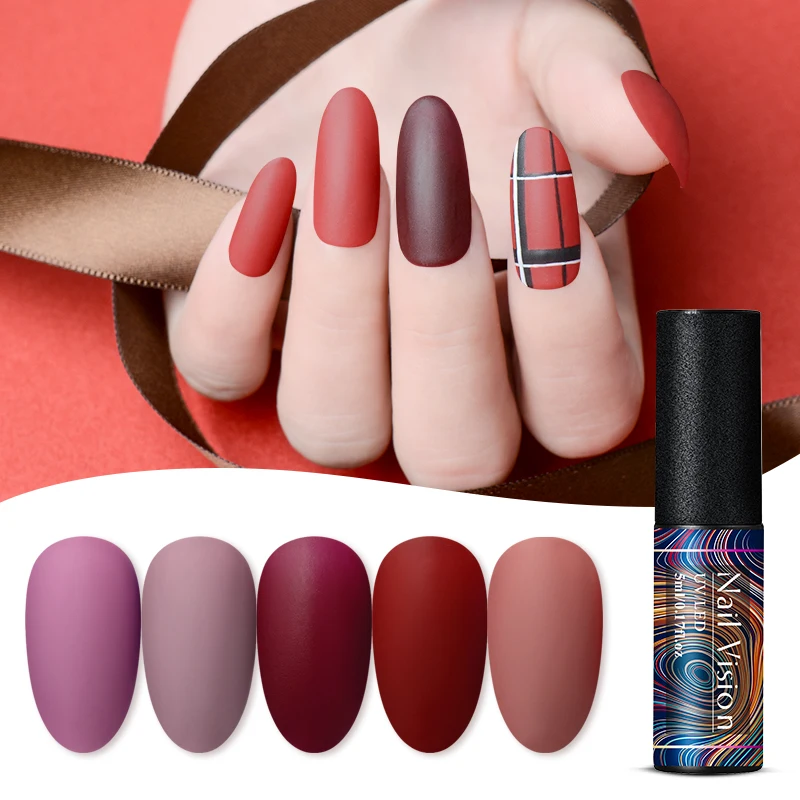 Nail Vision 5 мл матовый УФ-гель для ногтей 6 цветов чистый цвет ногтей нужно матовое верхнее покрытие Замачивание ногтей гель лак