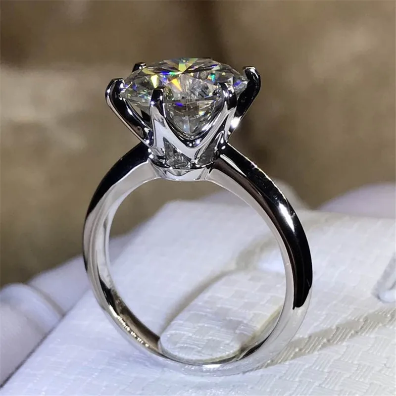 Choucong Solitaire Promise Ring 8 мм Sona cz Настоящее серебро 925 проба обручальные Обручальные кольца для женщин массивные ювелирные изделия