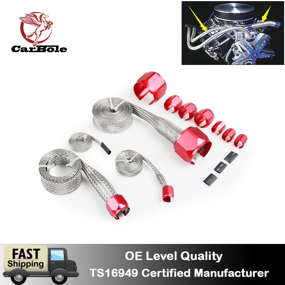 

Universal Braide Engine Hose and End Sleeve Sleeving Kit - Red For Chevrolet