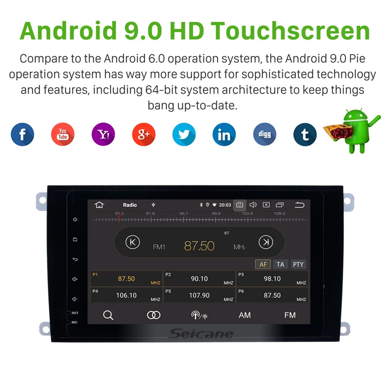 Seicane 8 inch Android 9.0 for 2003-2011 Porsche cayenne Car GPS Radio Multimedia Player with Bluet