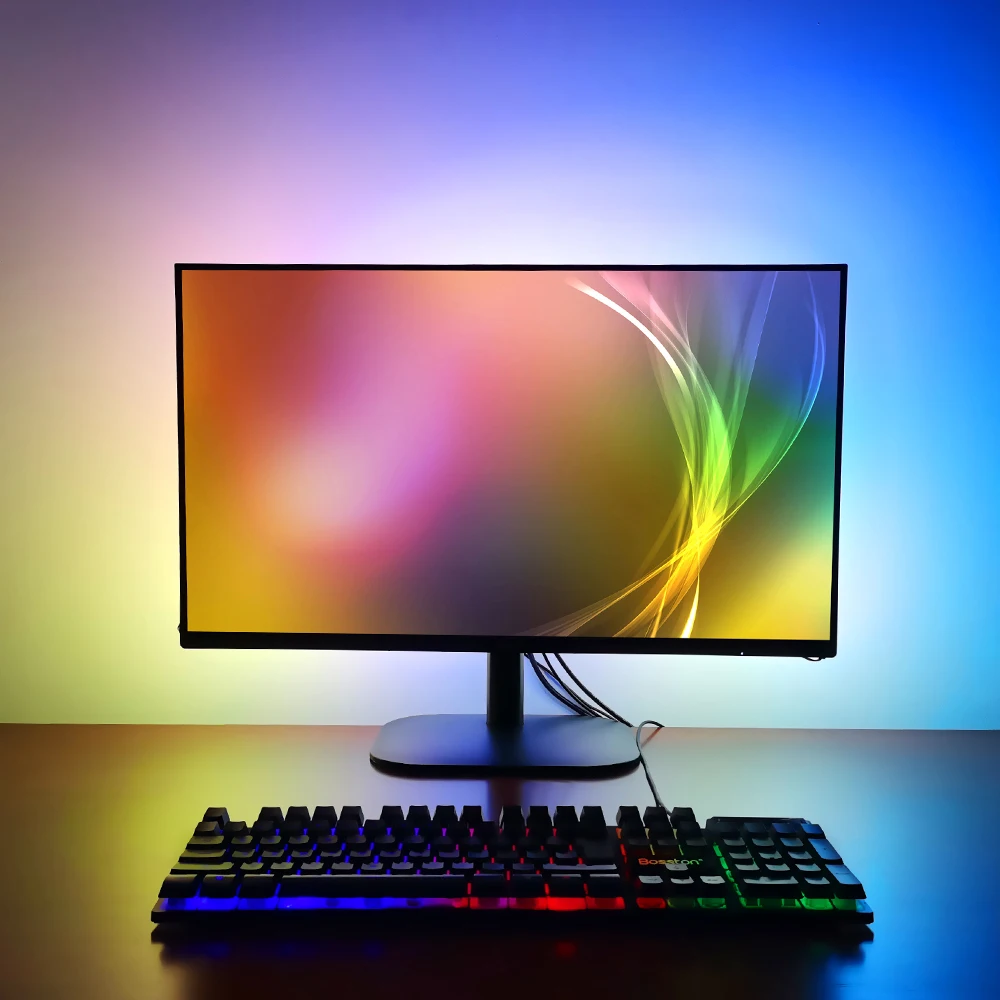 Easy DIY Ambient Lighting Computer RGB WS2812B LED Strip PC Monitor Dream  Screen USB Backlight WS2812 NO Soldering 1M 5M Ki