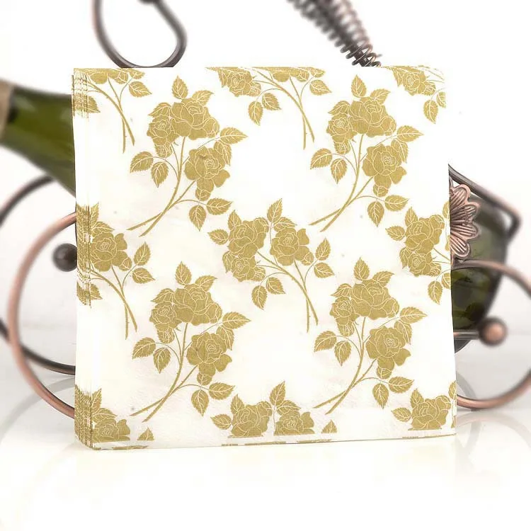 Gold Leaf Printed Napkin Wedding Banquet Wedding jie hun bei Stained Paper Color Paper Placemat Napkin Hotel Banquet Paper