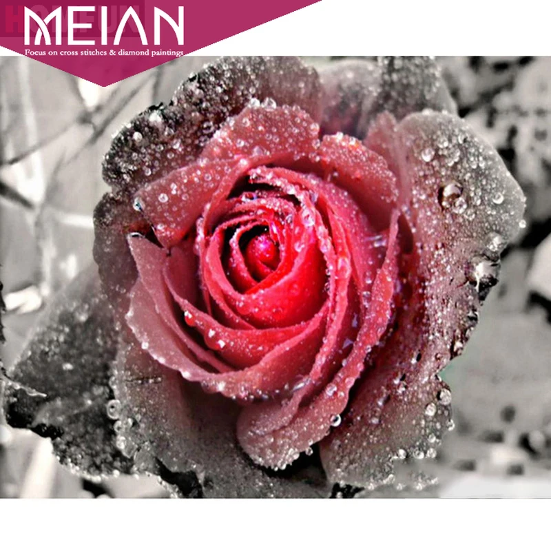 Meian Flower 5D DIY алмазные картины полная дрель &quotЦветок розы&quot Вышивка крестиком