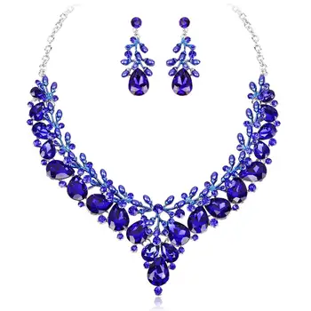 

NEW FASHION NIGERIAN CRYSTAL NECKLACE EARRINGS AFRICAN LUXURY BRIDAL JEWELRY SET BRIDES WEDDING DRESS ACCESSORIES GIFT FOR WOMEN
