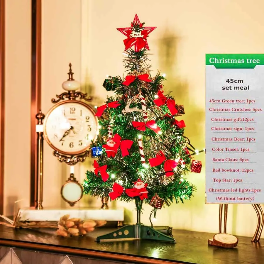 Рождественская елка led роскошное шифрование 45 см рождественские мини-елки фигурки для домашнего декора подарки - Цвет: Лиловый