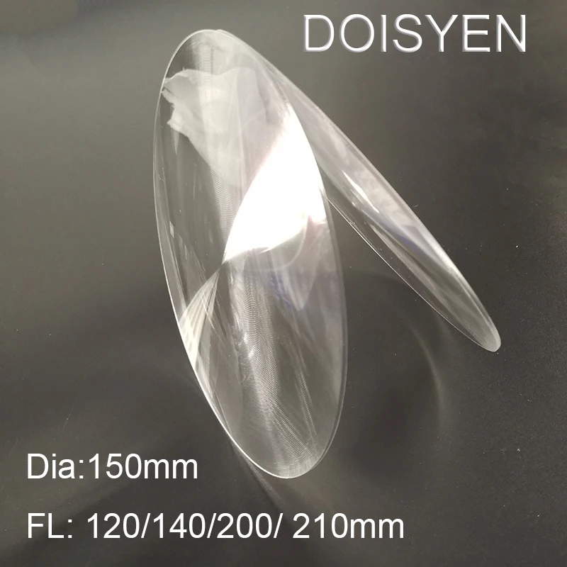 

Free shipping Fresnel led lens solar concentrator Dia150mm Fresnel Lens For Diy projector Flashlight FL 120/140/200/ 210mm