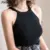 HELIAR Women Crop Tops Black Knitted Off Shoulder Summer Tops Female O-Neck Streetwear Tee Elastic Solid Crop Tops For Women