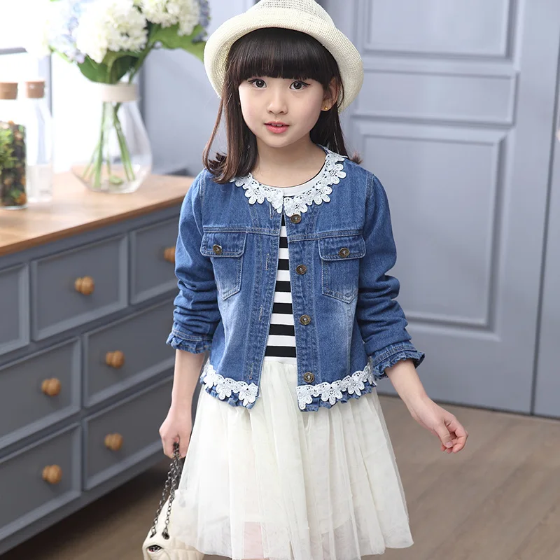 

2019 Spring And Autumn New Style Childrenswear Girls Korean-style Casual Denim Suit Dress Middle And Large Kids' Overcoat