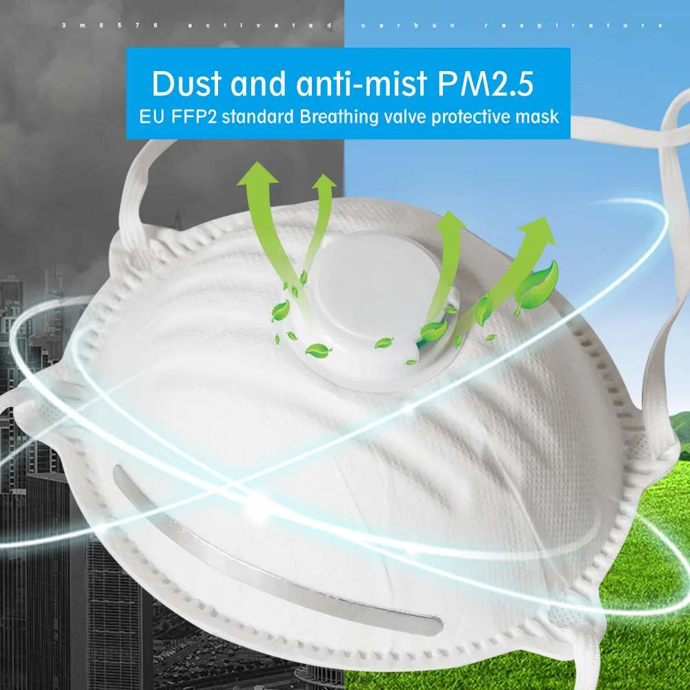 

5Pcs/Bag FFP2 Mask With Valve Non-Woven Mask Anti PM2.5 Breathing Mouth Cover Dust Mask Safety Face Care Respiratory Mask