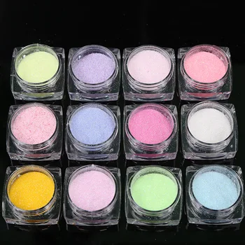 

12Pots/Set Sugar Powder Pigment Dust Nail Glitter Ultra-fine Nail Art Pigment Dust Powder Paillette Candy Color Powder Dust #F42
